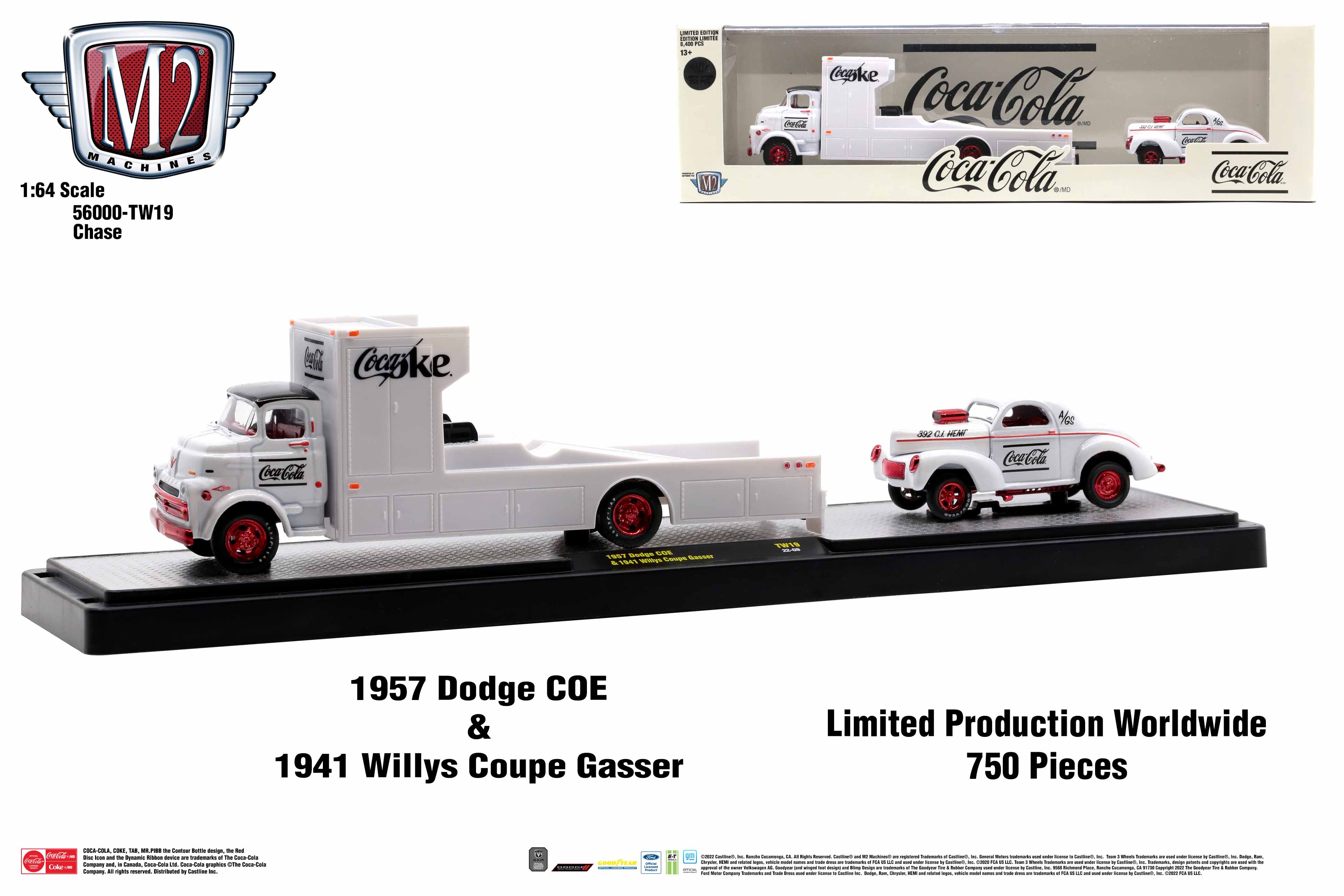 M2 Machines Auto Hauler TW19 1957 Dodge COE & 1941 Willys Coupe